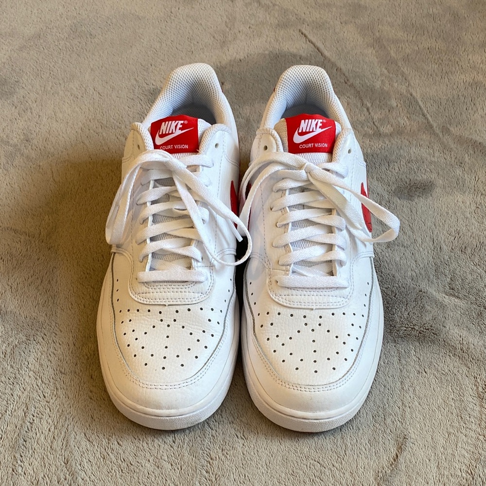 Nike Court Vision Low White and Red Sneakers